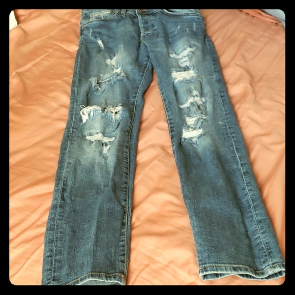 Distressed Skinny Coupe Moulante & Denim Jeans - Picture 1 of 8